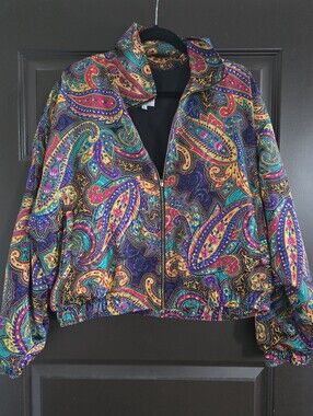 Vintage Hanasport Colorful Paisley Zip-Front Women's Jacket